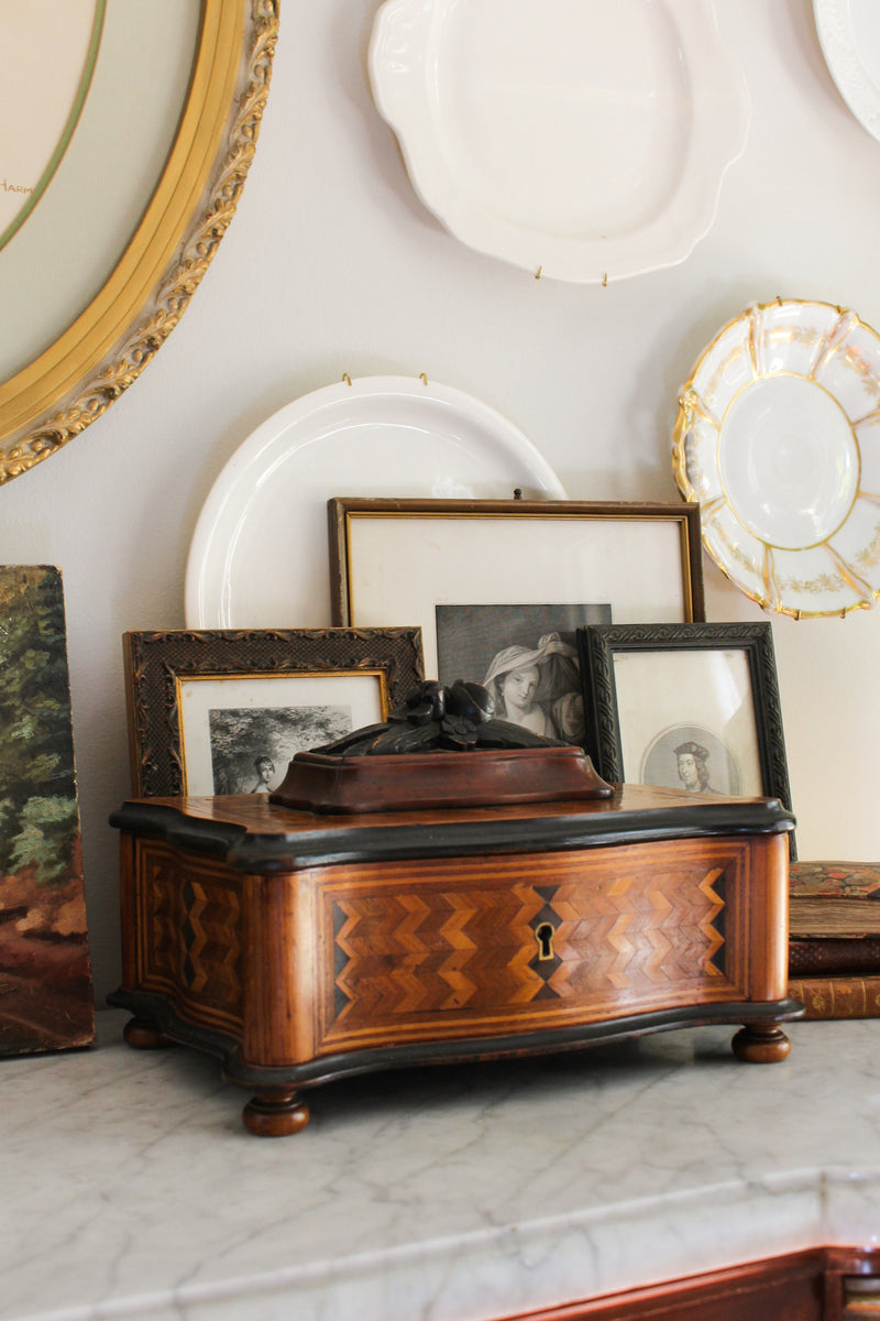 19c Marquetry Sewing Box