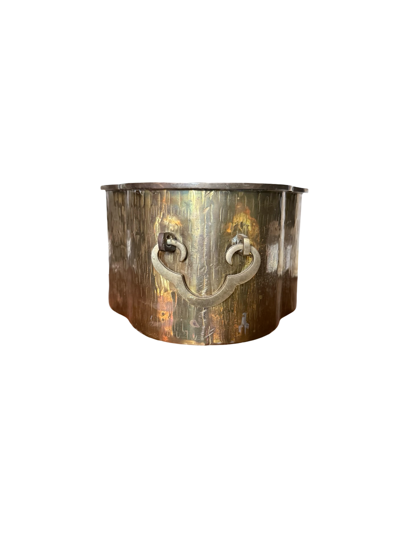 Large Hammered Brass Jardinière