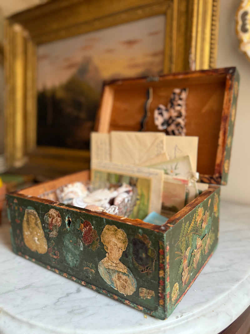 19 c folk art decoupage box