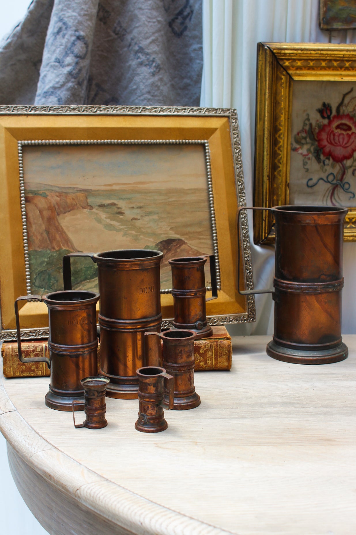 Collection of Antique French Copper Measures