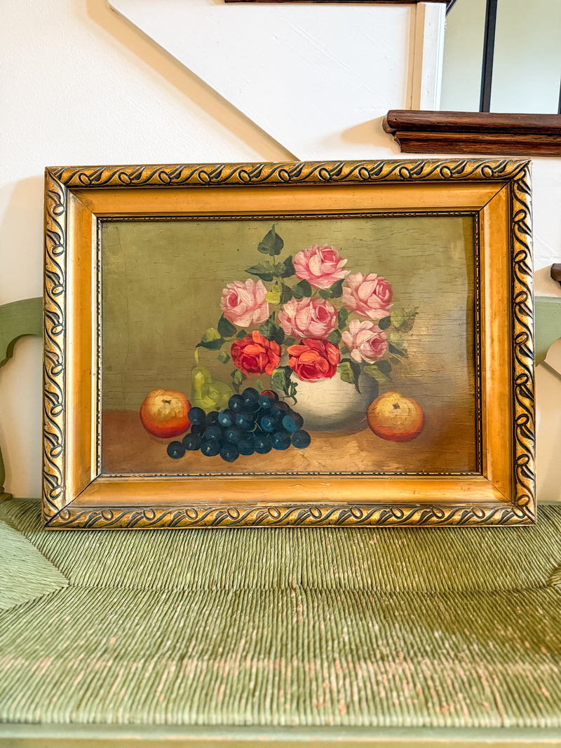 Vintage Still Life Oil on Board