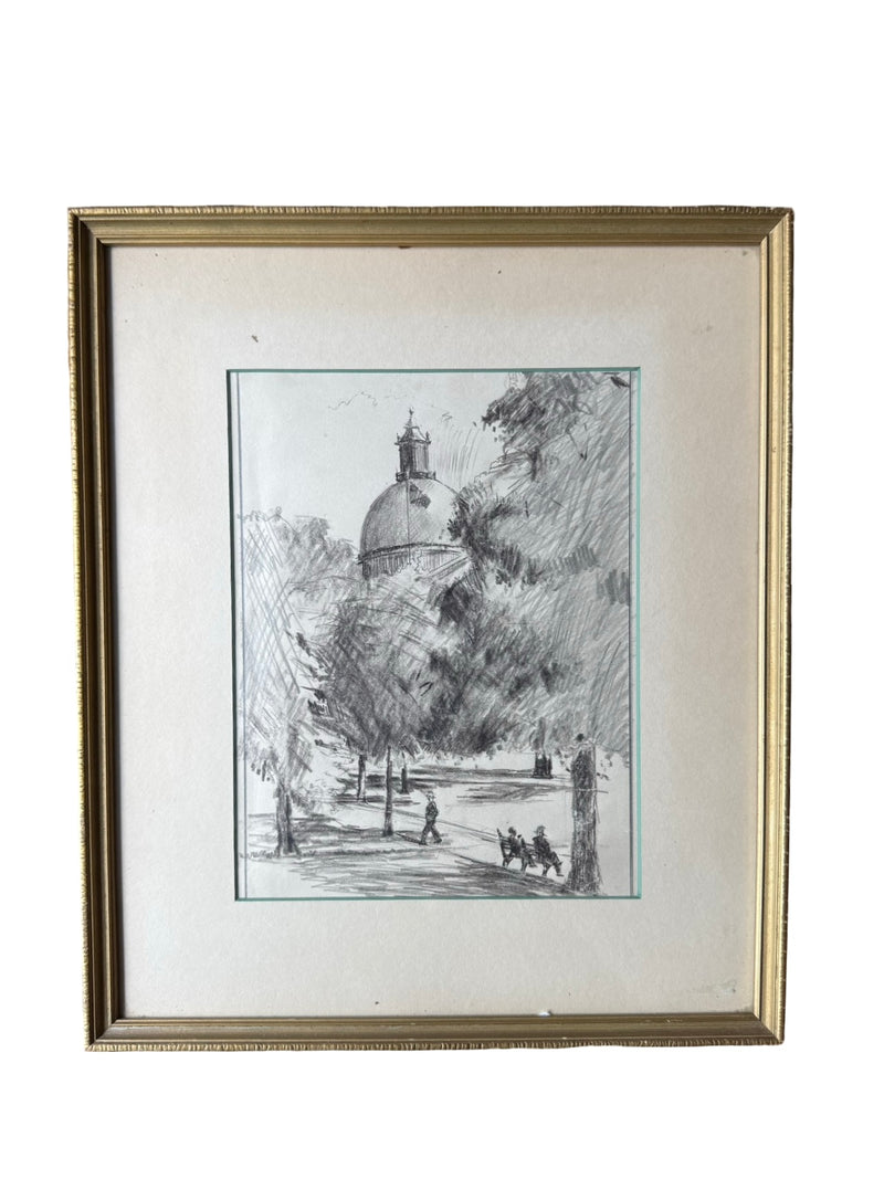 Vintage Ink & Pencil Drawing – 1930s