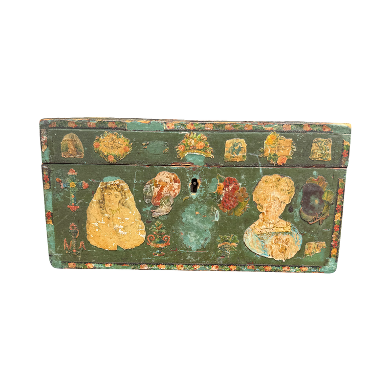 19 c folk art decoupage box