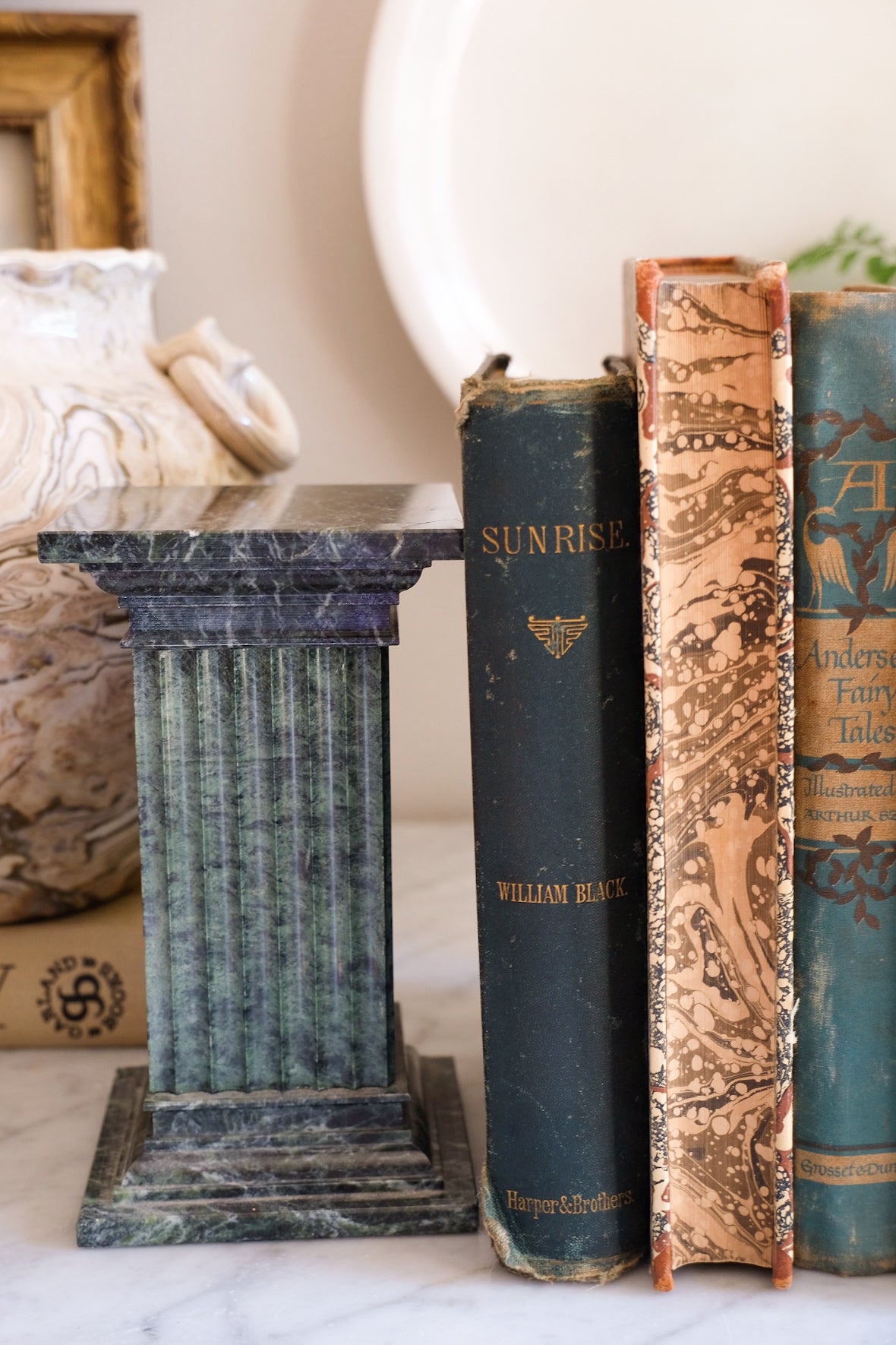 Vintage Marble Column Bookends – Pair