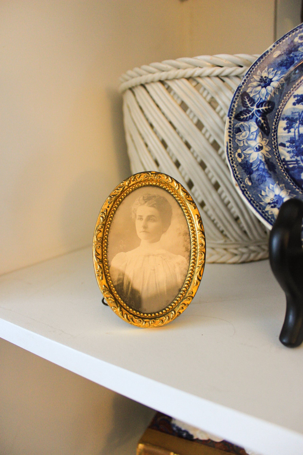 Antique Oval Brass Picture Frame