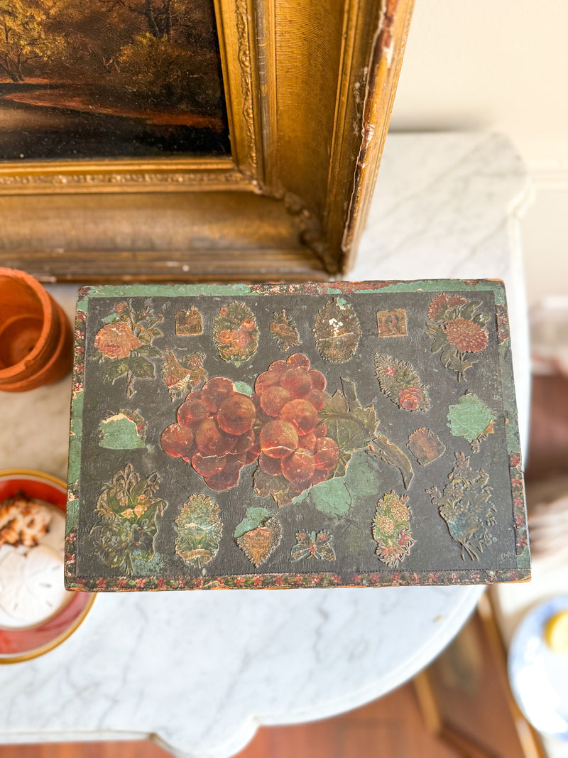 19 c folk art decoupage box