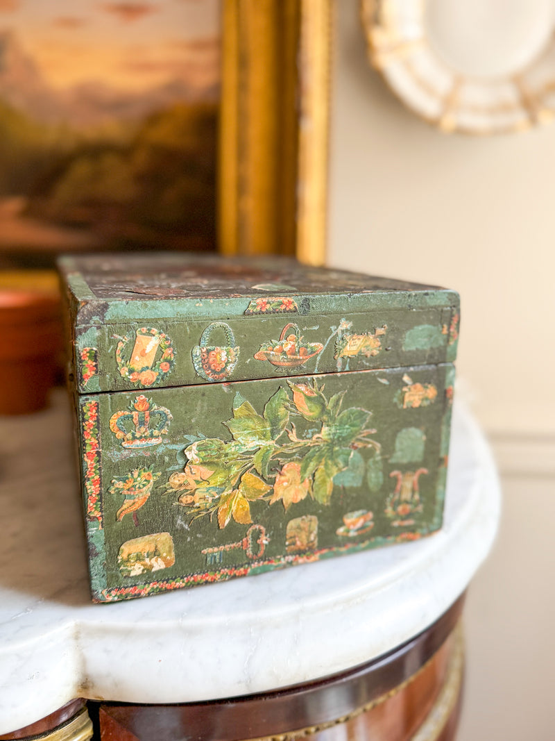 19 c folk art decoupage box