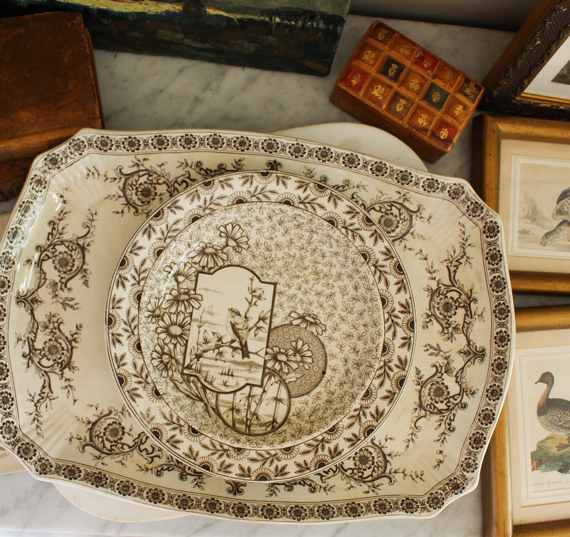 Antique Brown Transfer Ware Platter