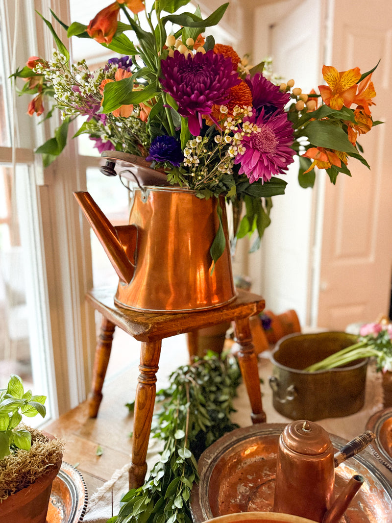 Vintage French Copper Watering Kettle