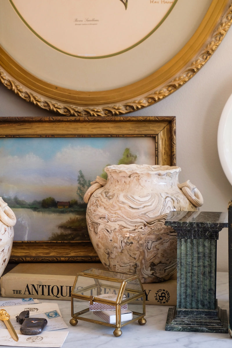 Vintage Agateware Urns Pair