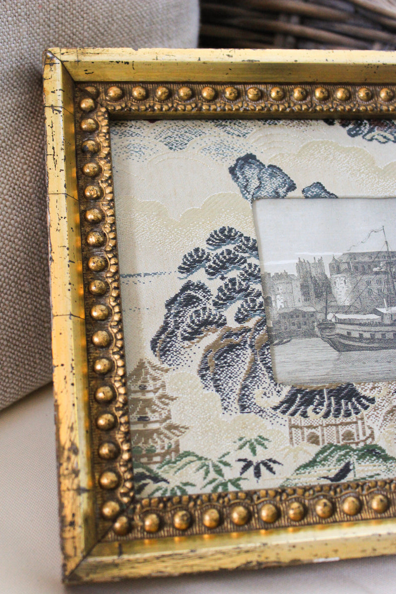 Antique Maritime Engraving in Gilt Frame with Custom Matting