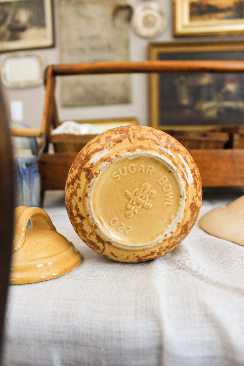 Vintage Bowl Pottery Spongeware Sugar Jar