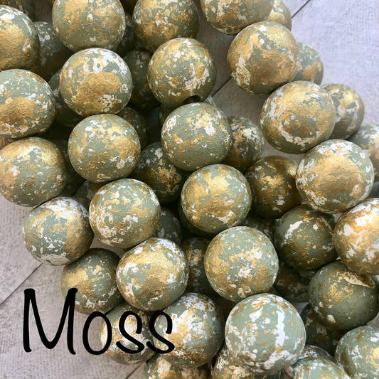 Blessing Bead Garland With Cross And Tassel : Moss