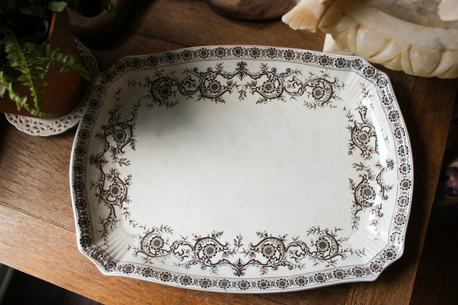 Antique Brown Transfer Ware Platter
