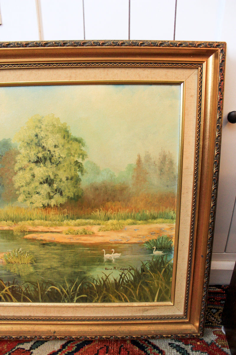 Original Oil Painting by Rena M. Edgar, 1990 | English River Landscape