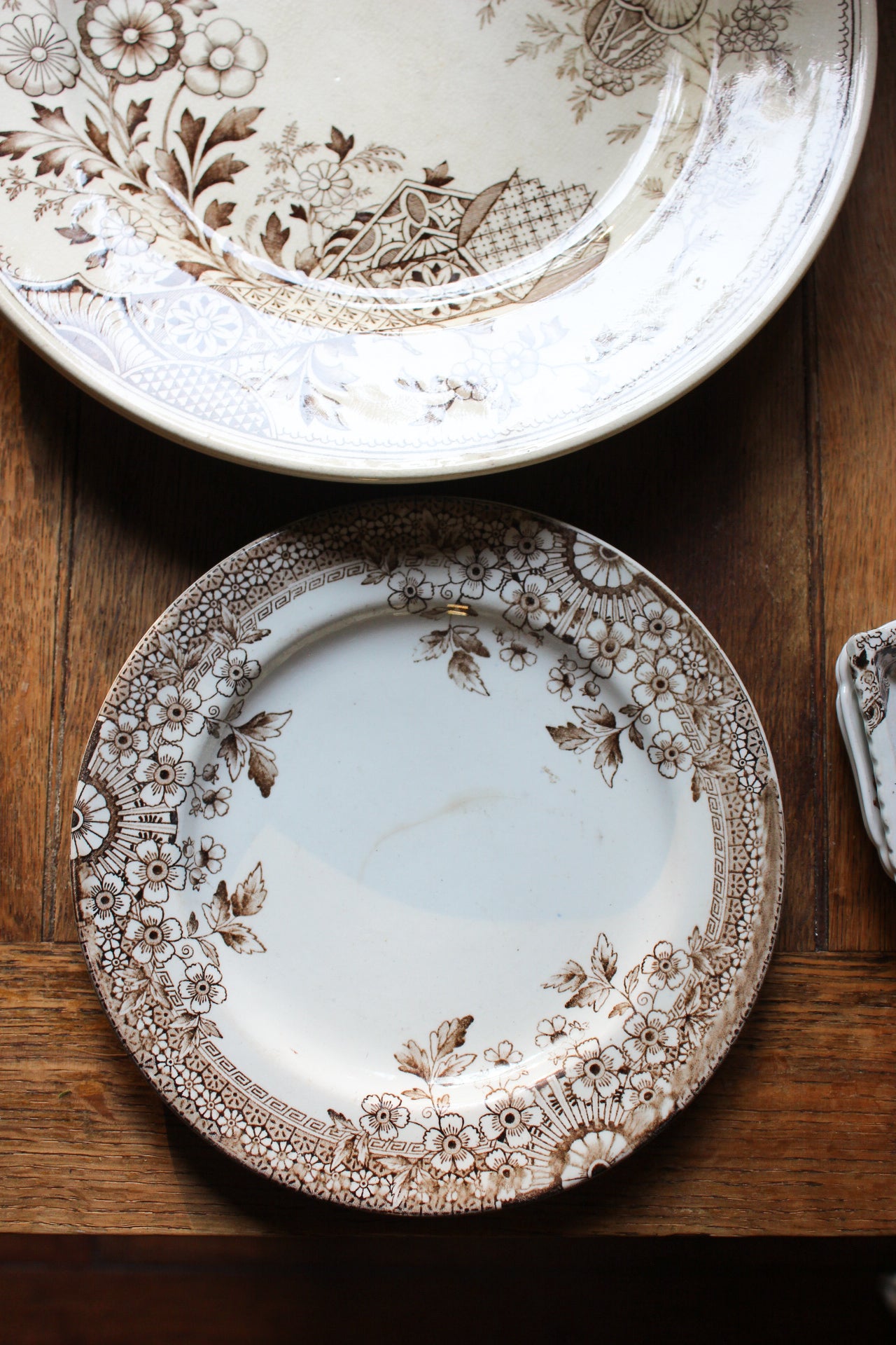 19c Brown Transfer Ware Dessert Plate