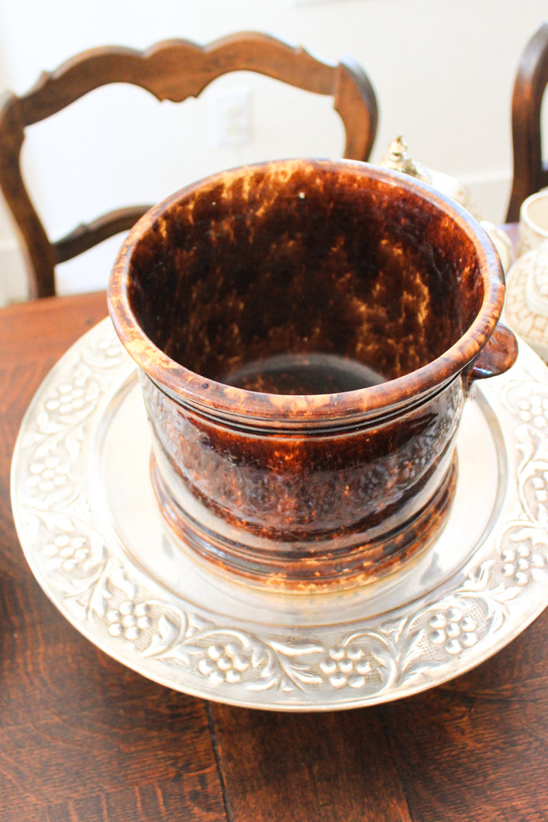 Antique Bennington Rockingham Glazed Crock