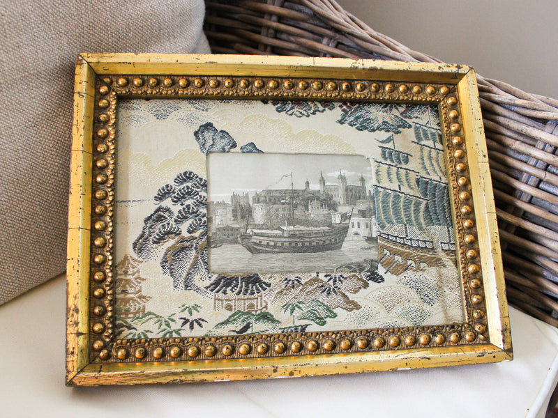 Antique Maritime Engraving in Gilt Frame with Custom Matting