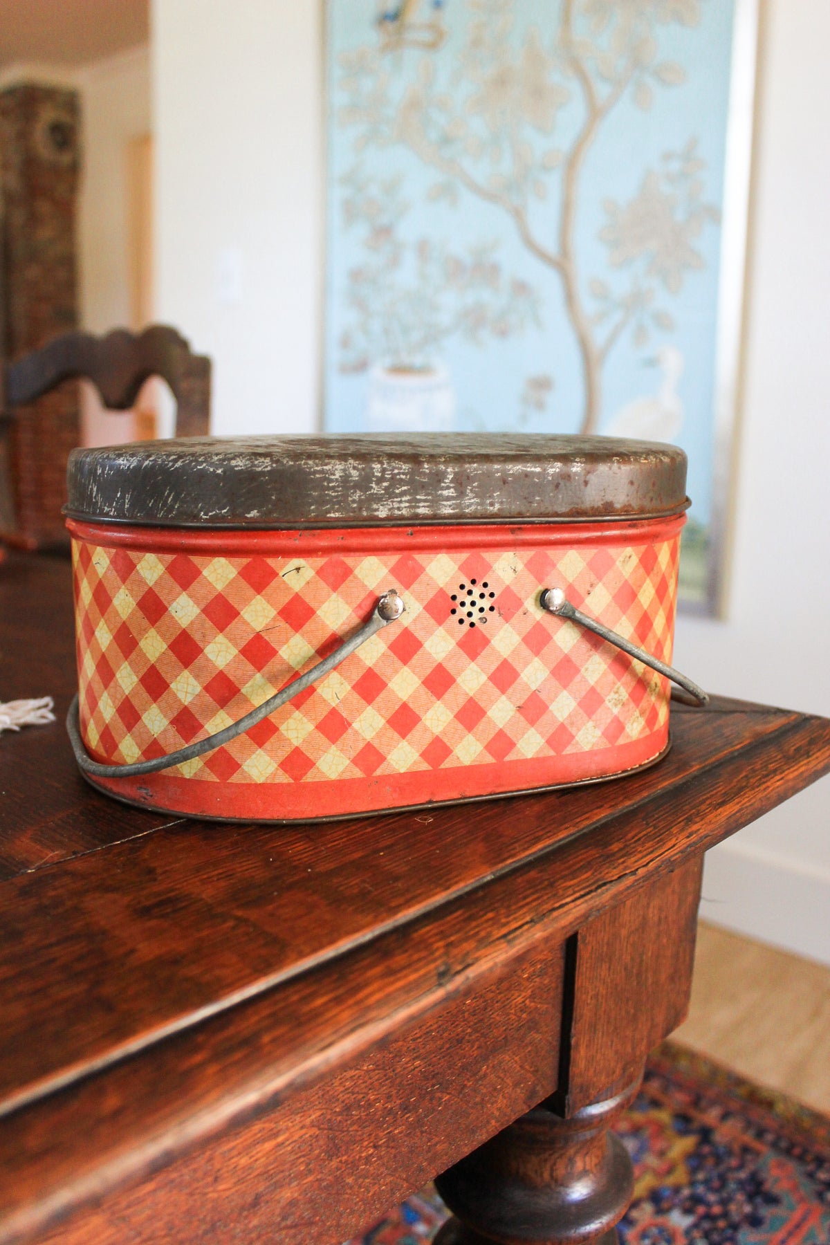 1940s Gingham Lunch Pail