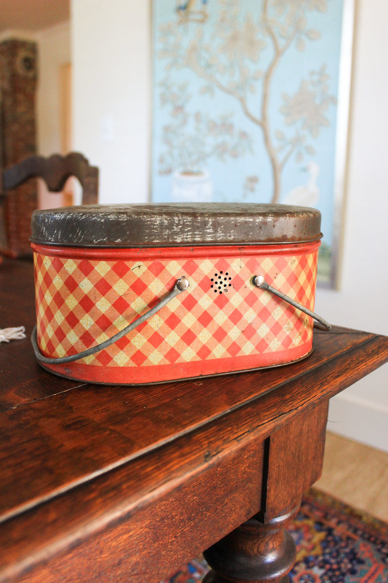 1940s Gingham Lunch Pail