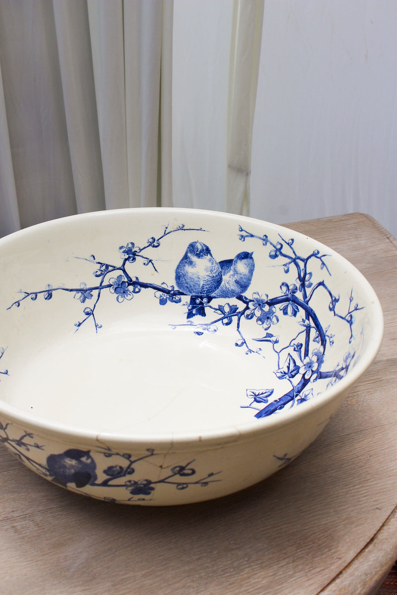 Antique Blue Transferware Wash Basin