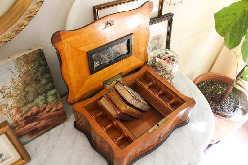 19c Marquetry Sewing Box
