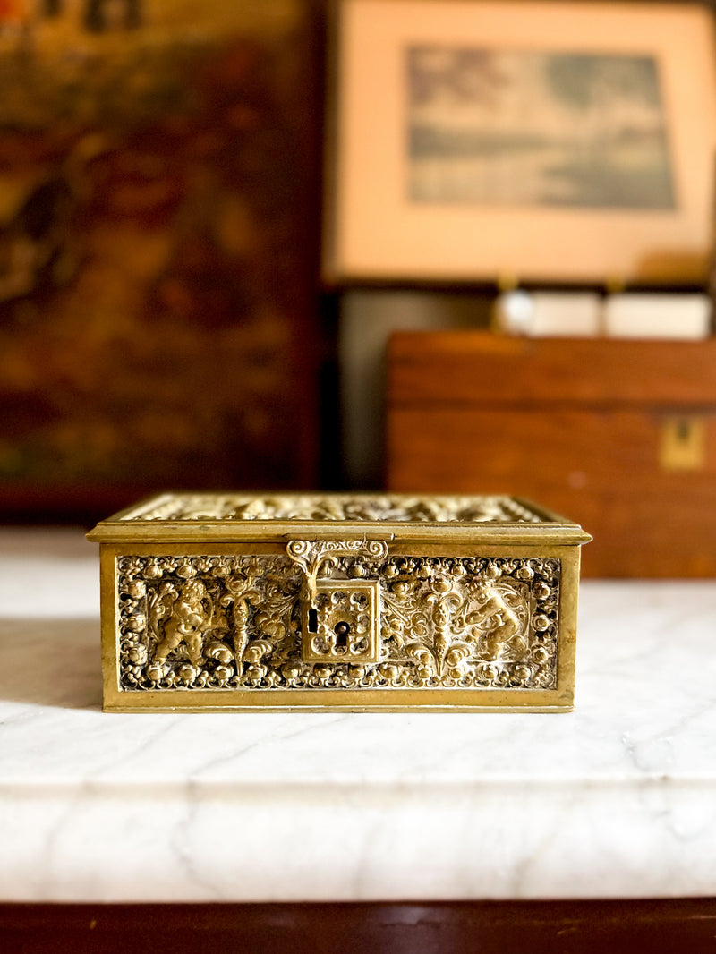 19th century bronze jewelry casket