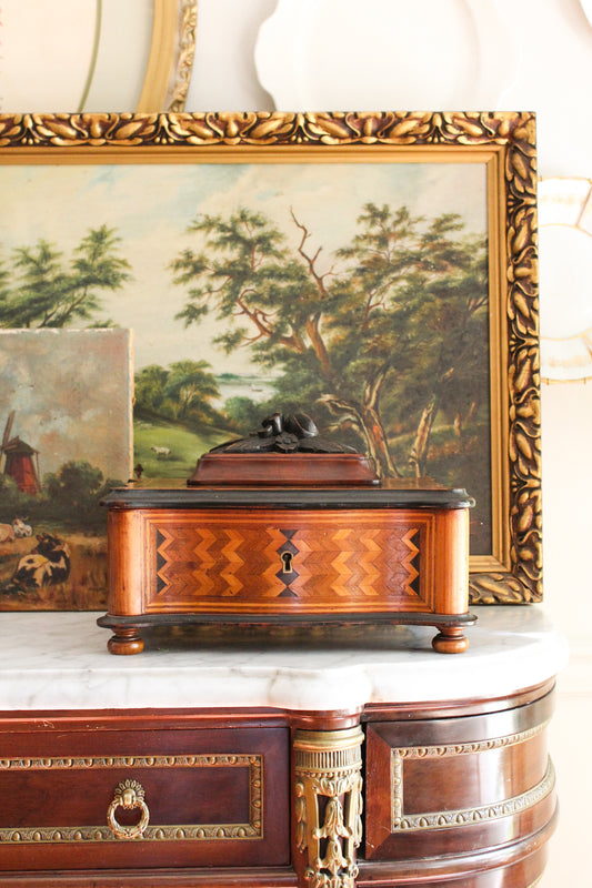 19c Marquetry Sewing Box