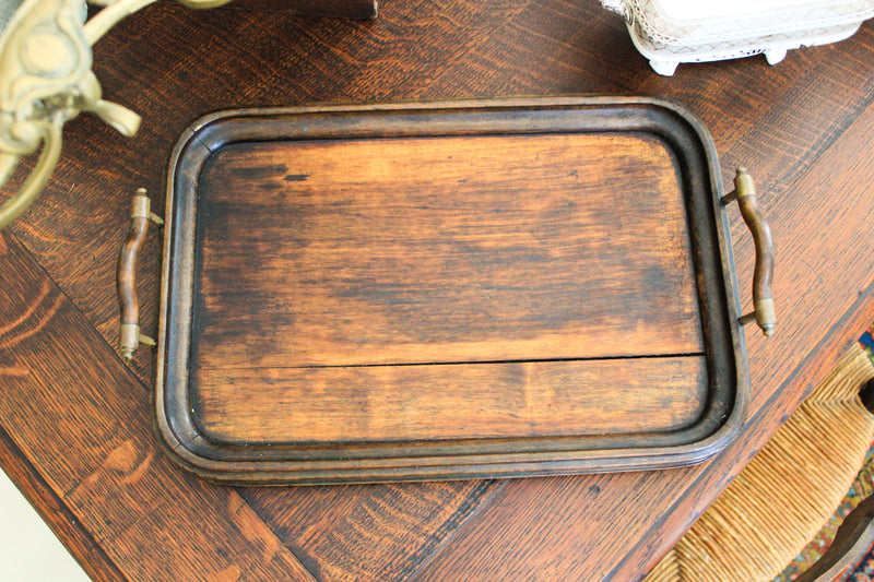Antique English Wooden Serving Tray