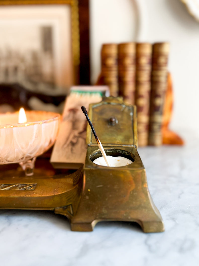 Vintage Brass Inkwell