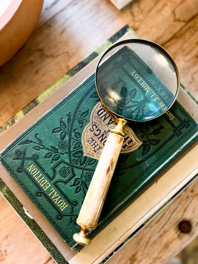 Antique bone & brass magnifying glass