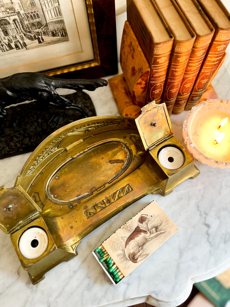 Vintage Brass Inkwell