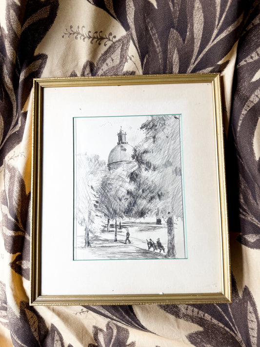 Vintage Ink & Pencil Drawing – 1930s