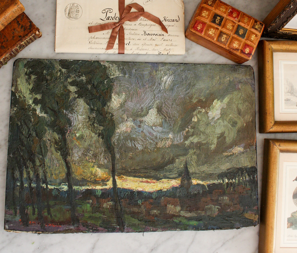 Paris Storm Oil on Board