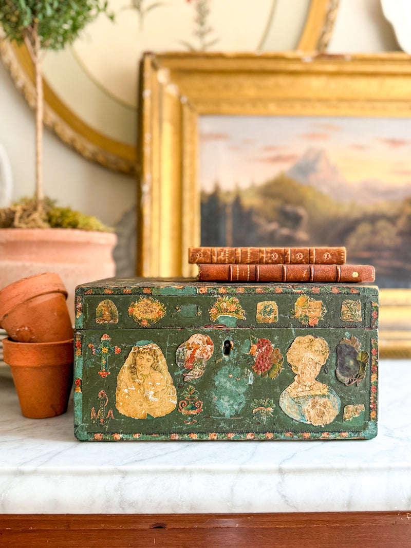 19 c folk art decoupage box