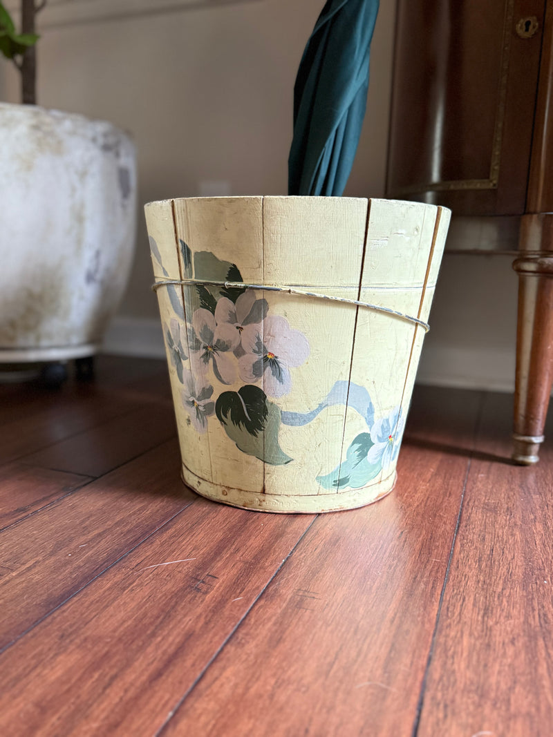 Hand painted pansy bucket
