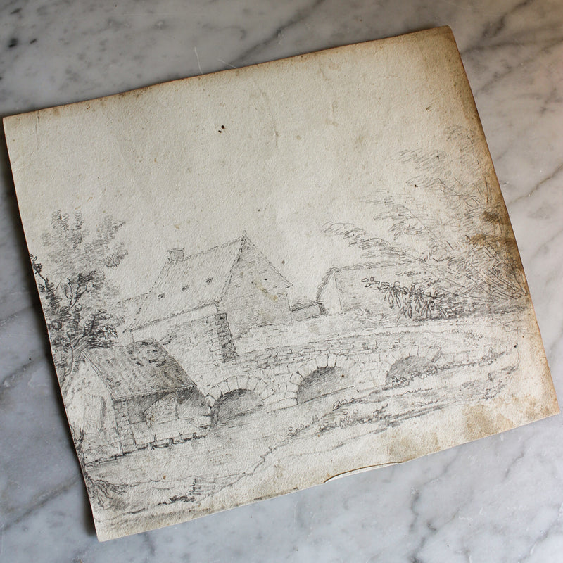 Antique French Pencil Sketch, Sourced in Paris