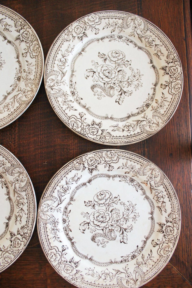 Brown Transfer Plates in Java Pattern | English mid 19c