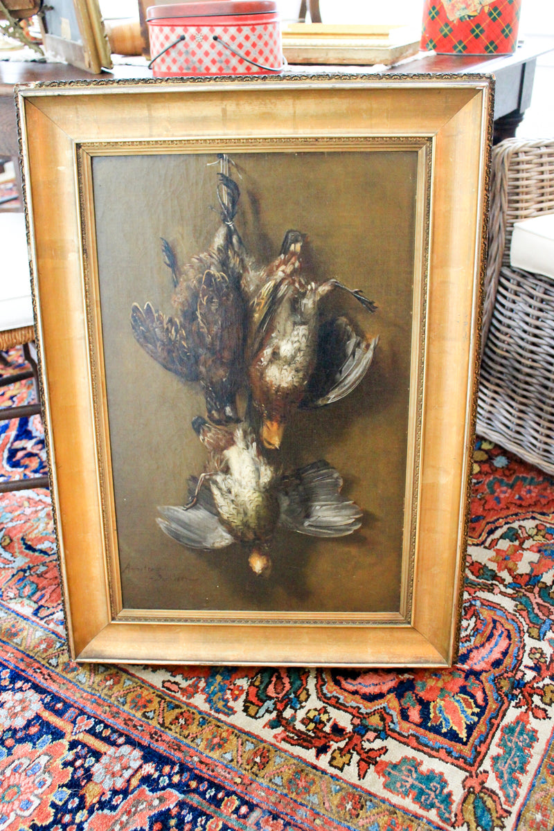 Quail Game Bird Oil on Canvas | Armstrong 1884