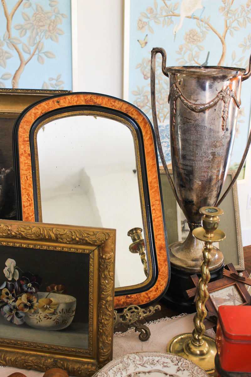 Antique Biedermeier-Style "American Plate" Wall Mirror – c. 1860–1890