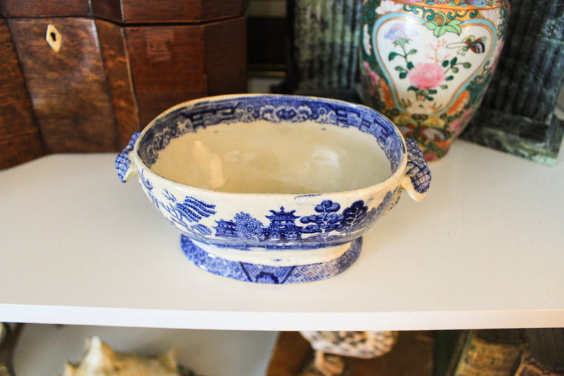 Antique English Blue Transferware Cachepot