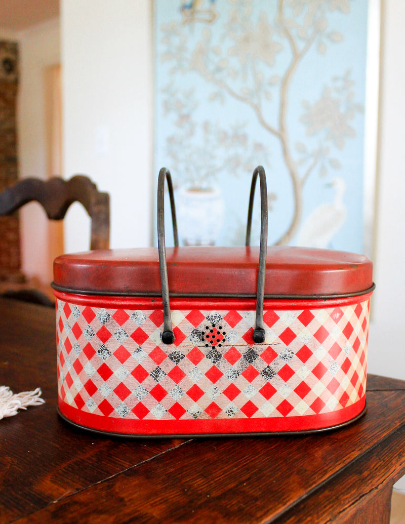 1940s Gingham Lunch Pail
