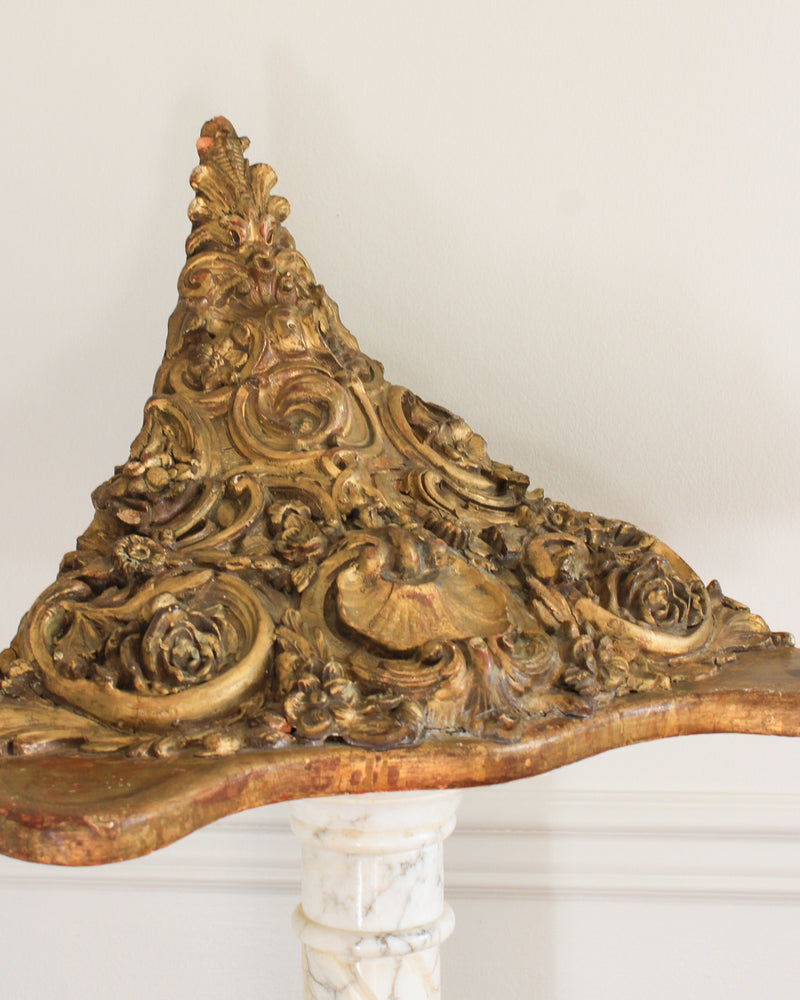 Antique Gilt Rococo Corner Wall Shelf
