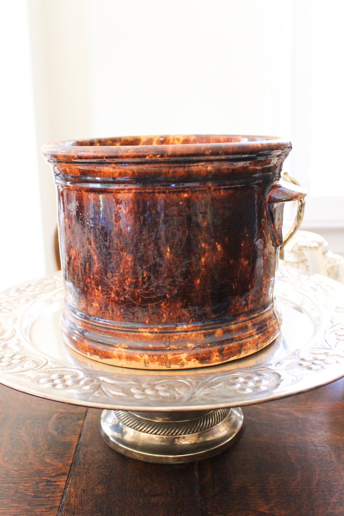 Antique Bennington Rockingham Glazed Crock