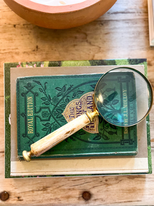 Antique bone & brass magnifying glass