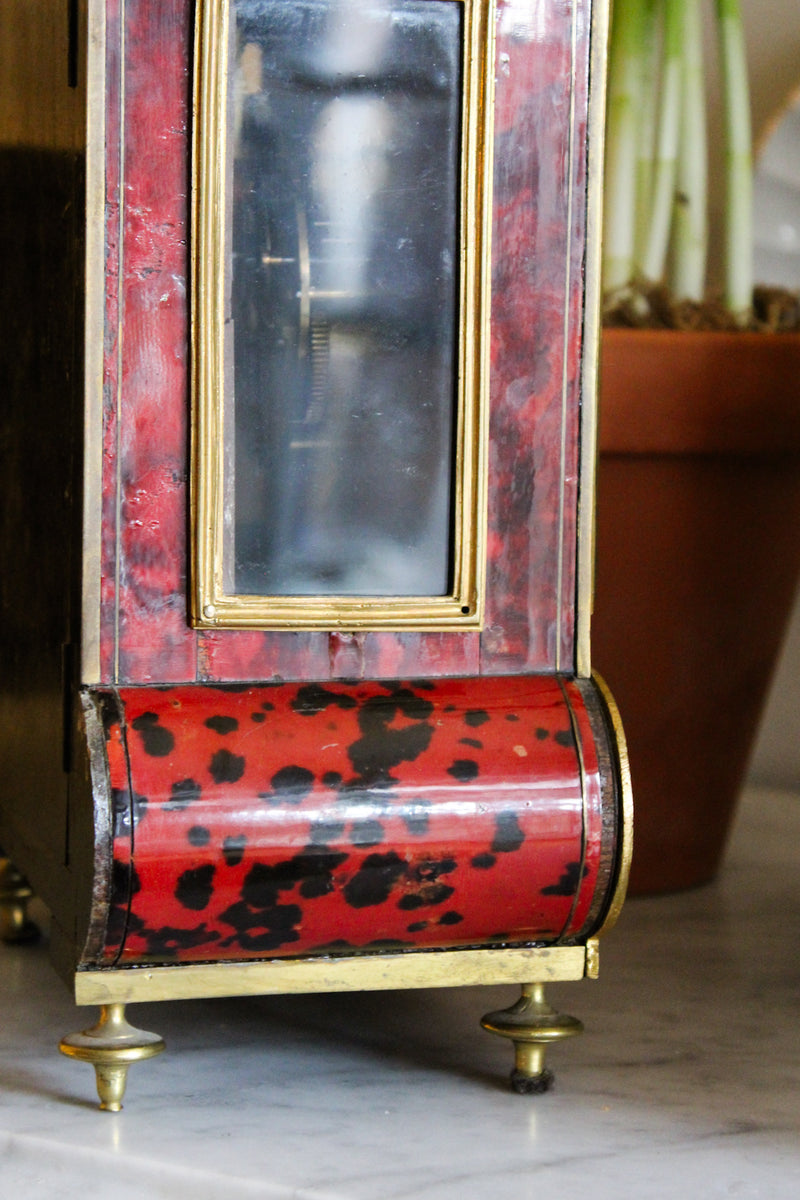 19c French Imitation Tortoise Mantle Clock