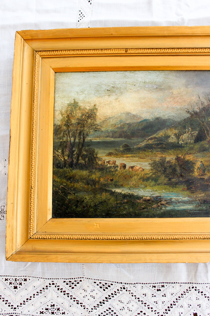 English Pastoral Landscape Oil Painting | Mid-19th Century