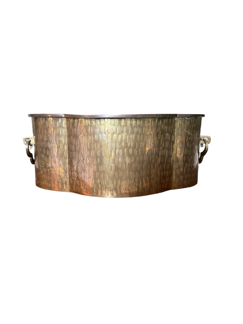 Large Hammered Brass Jardinière
