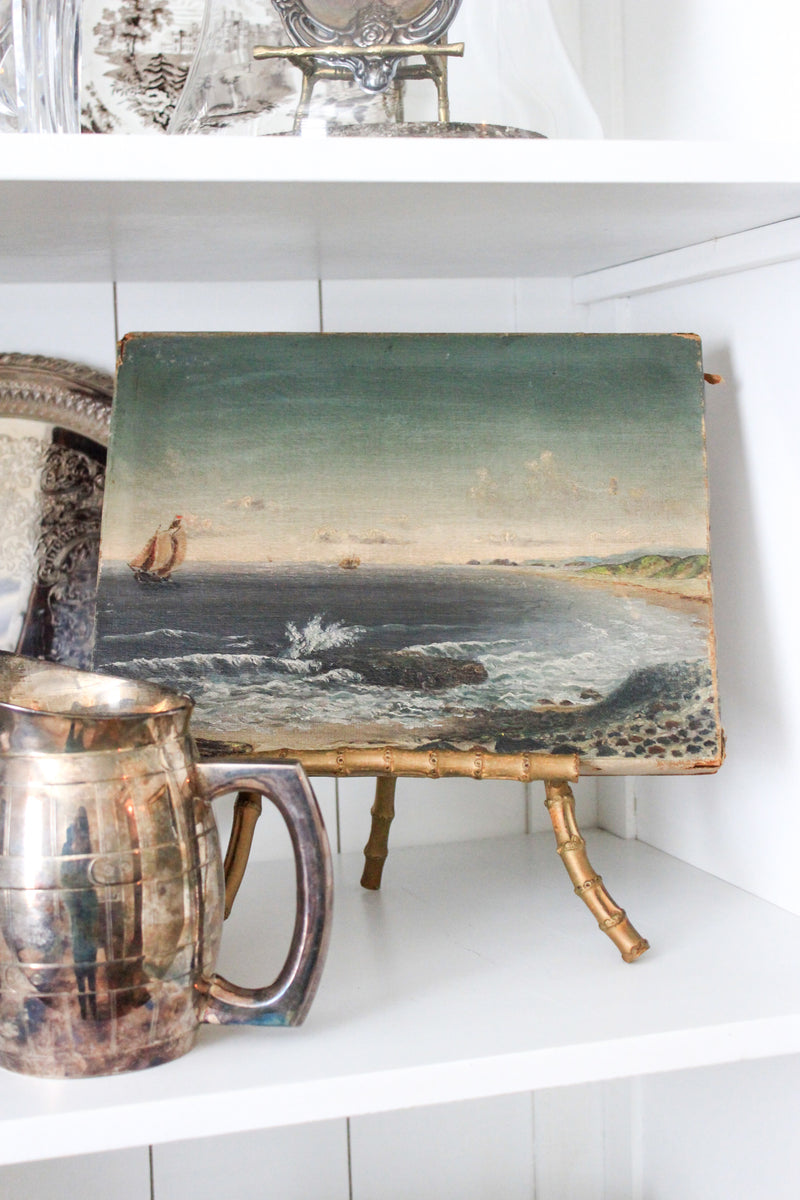 Antique Coastal Oil Painting on Canvas