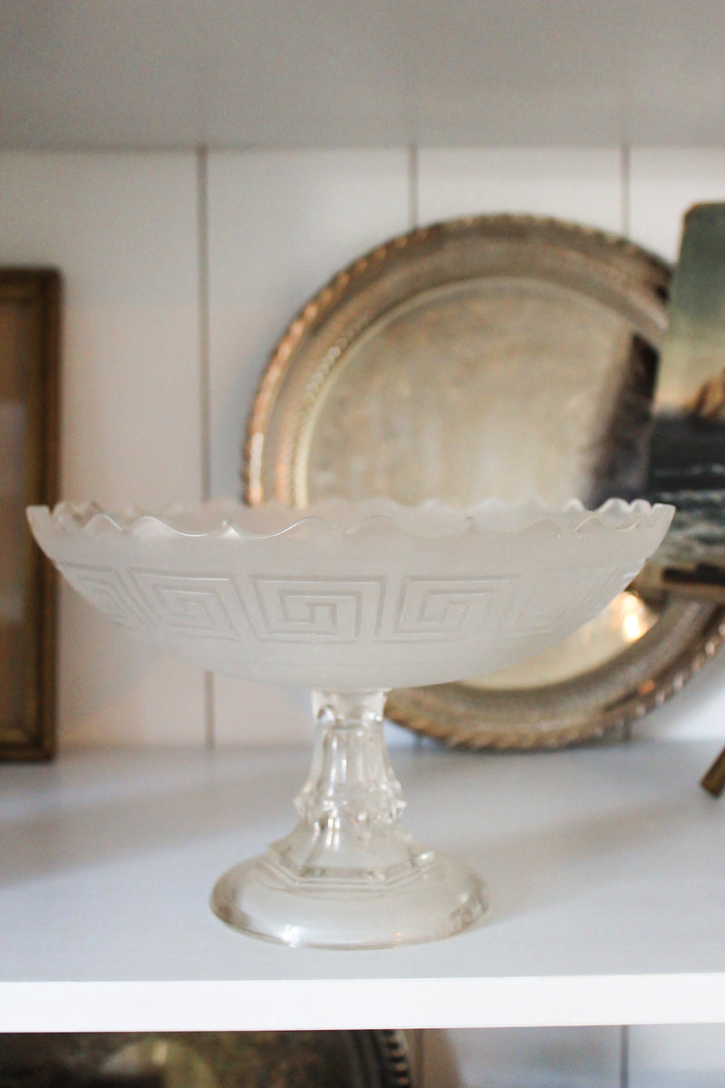 Vintage Greek Key Compote